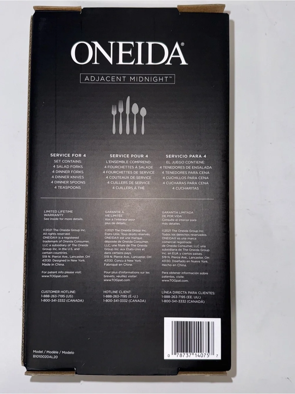 Oneida Adjacent Midnight 20-Piece Flatware Set Service for 4 Stainless Steel